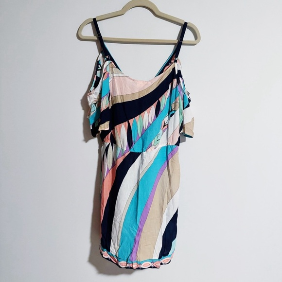 Trina Turk - Multicolored Retro Print Cold Shoulder Dress - Picture 4 of 5